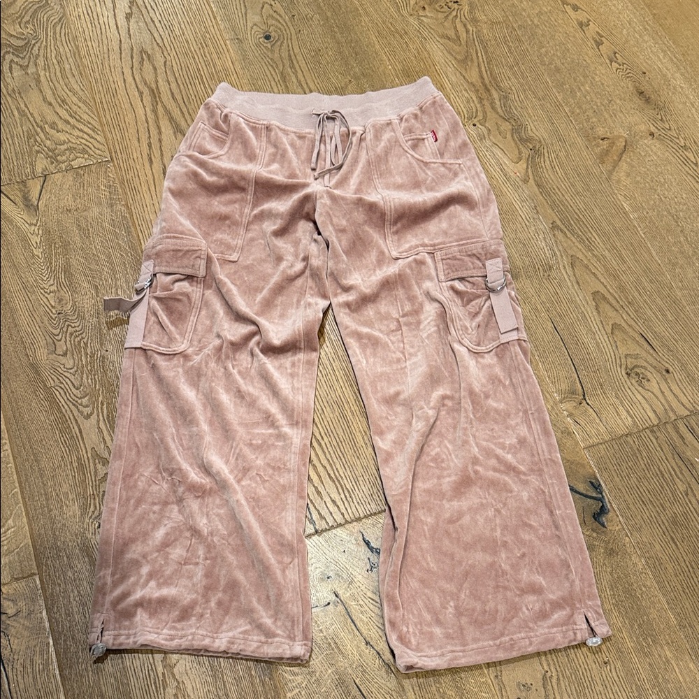 Hard Tail Pink velour velvet Cargo Pants large